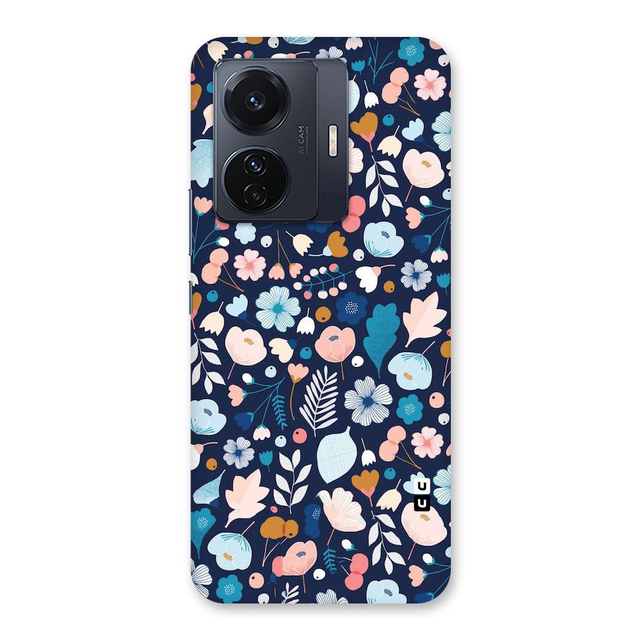 Blue Floral Back Case for Vivo T1 Pro