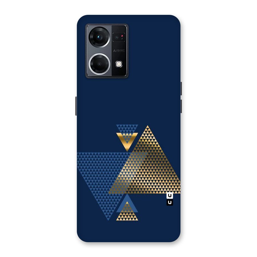 Blue Gold Triangles Glass Back Case for Oppo F21 Pro 5G