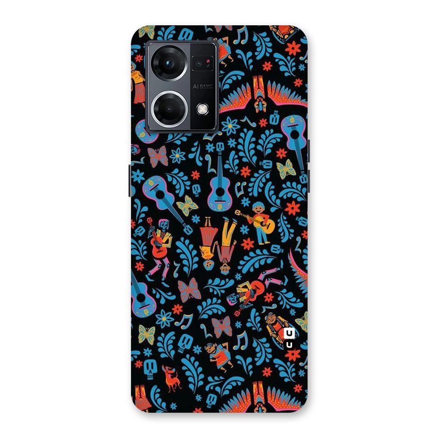 Blue Guitar Pattern Glass Back Case for Oppo F21 Pro 5G