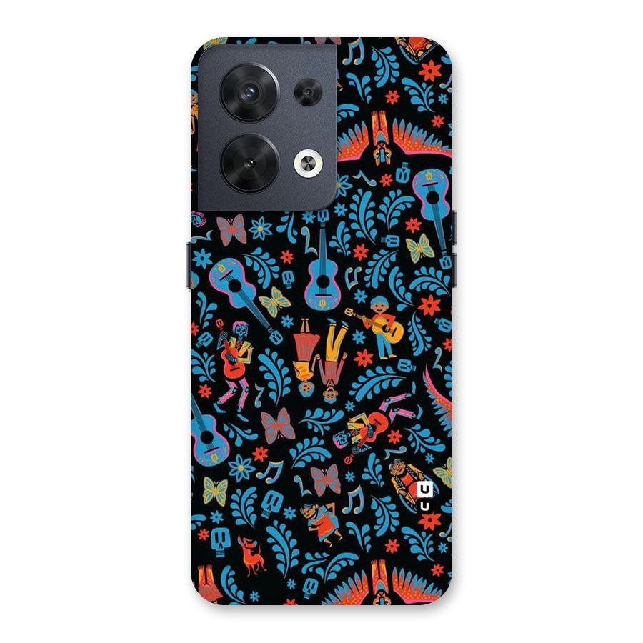 Blue Guitar Pattern Back Case for Oppo Reno8 5G