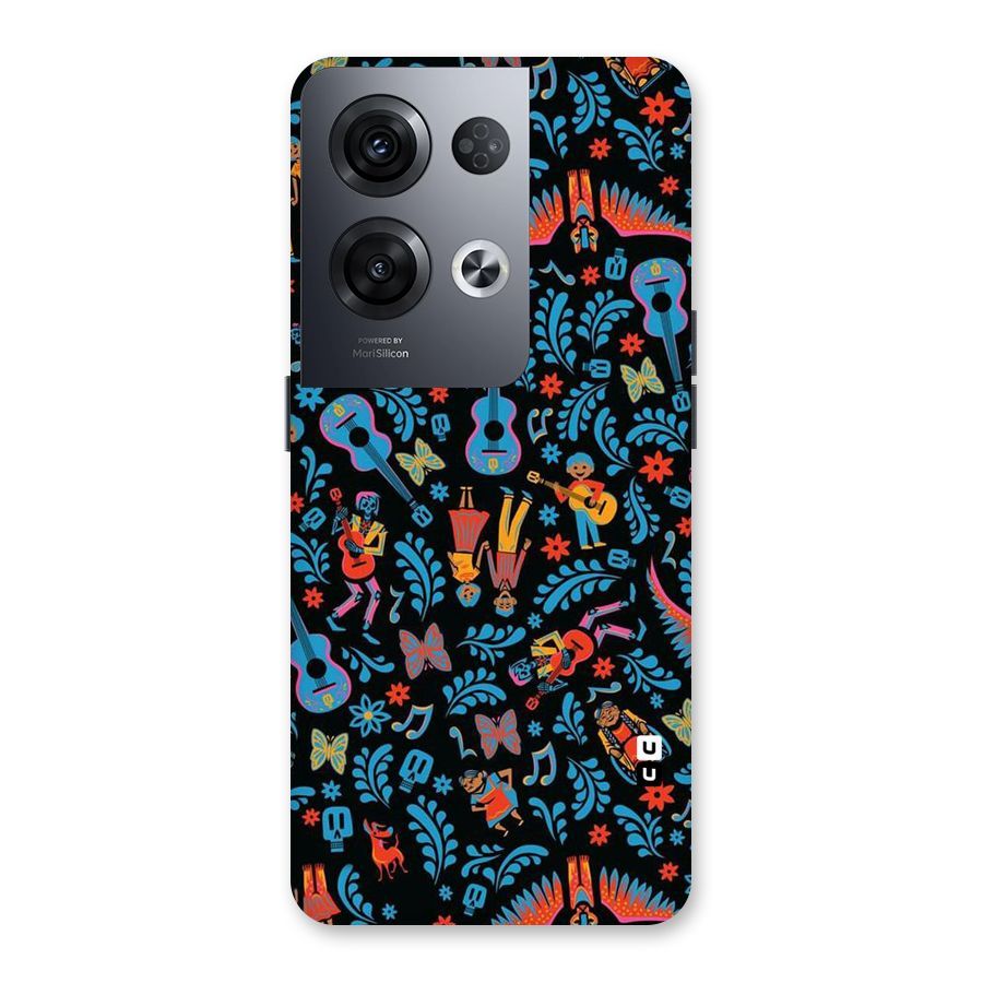 Blue Guitar Pattern Back Case for Oppo Reno8 Pro 5G