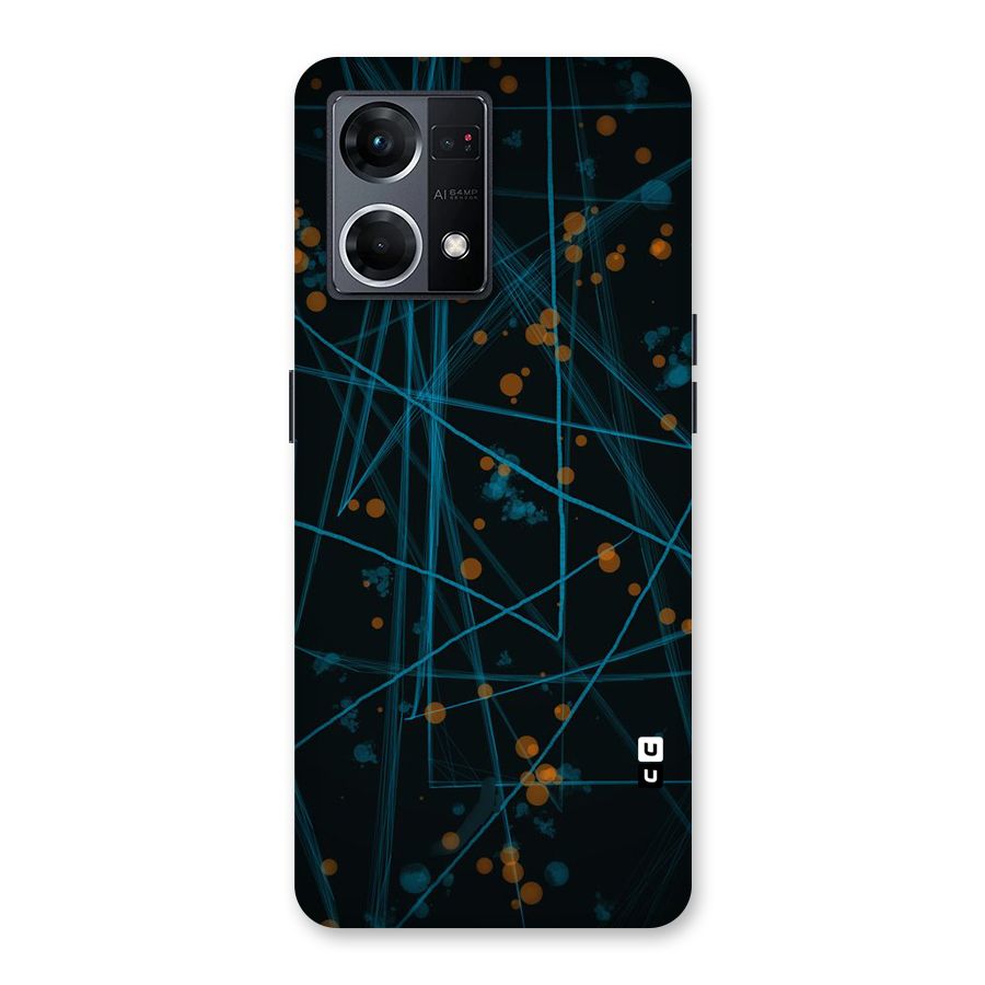 Blue Lines Gold Dots Glass Back Case for Oppo F21 Pro 5G