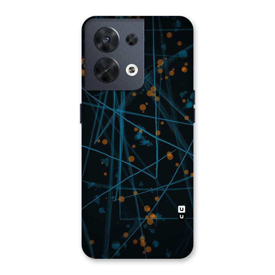 Blue Lines Gold Dots Back Case for Oppo Reno8 5G