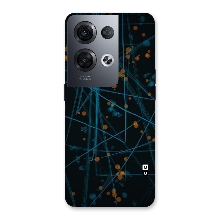 Blue Lines Gold Dots Back Case for Oppo Reno8 Pro 5G