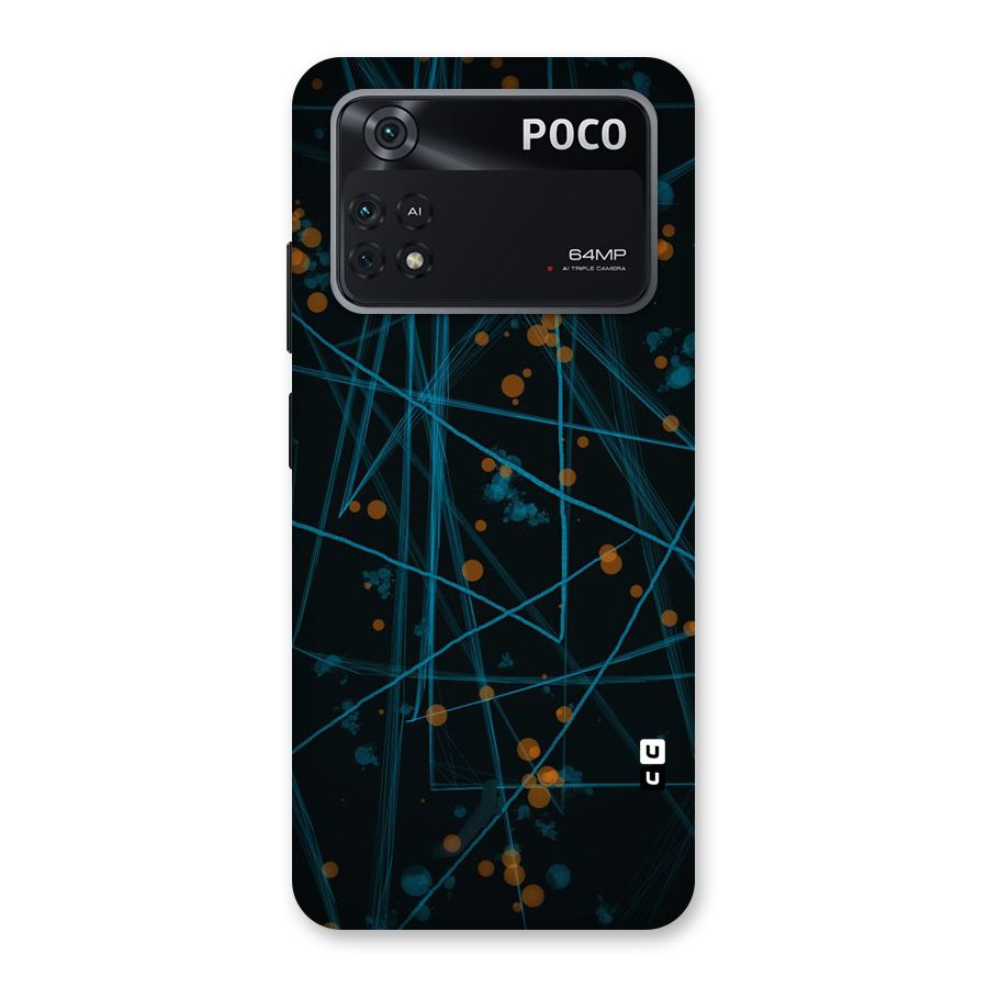 Blue Lines Gold Dots Back Case for Poco M4 Pro 4G