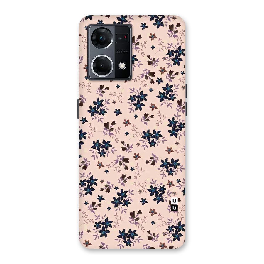 Blue Peach Floral Glass Back Case for Oppo F21 Pro 5G
