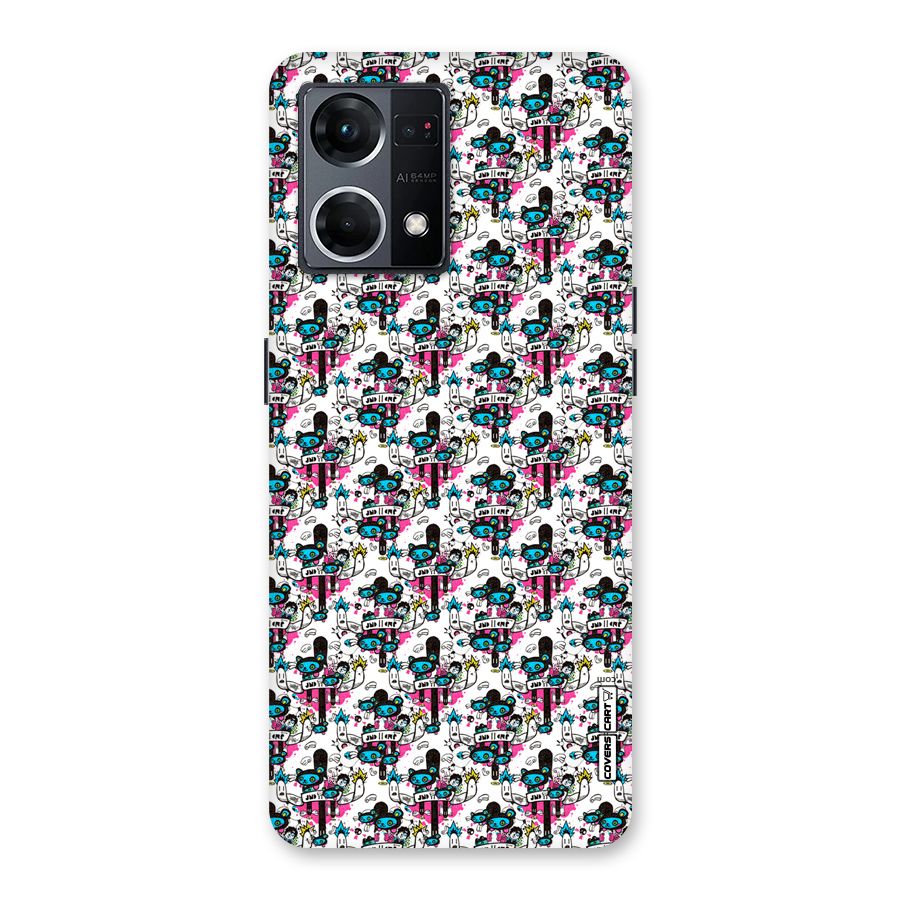 Blue Pink Pattern Glass Back Case for Oppo F21 Pro 5G