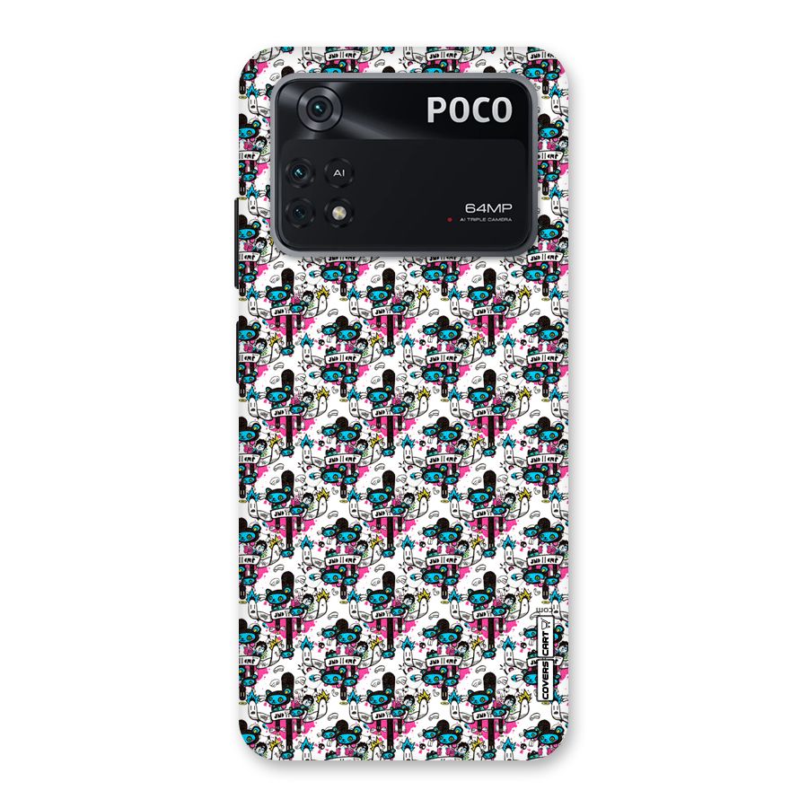 Blue Pink Pattern Back Case for Poco M4 Pro 4G
