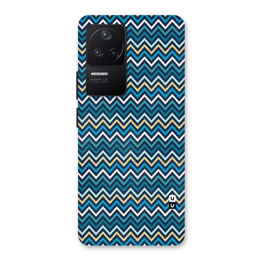 Blue Shades Chevron Pattern Back Case for Poco F4 5G