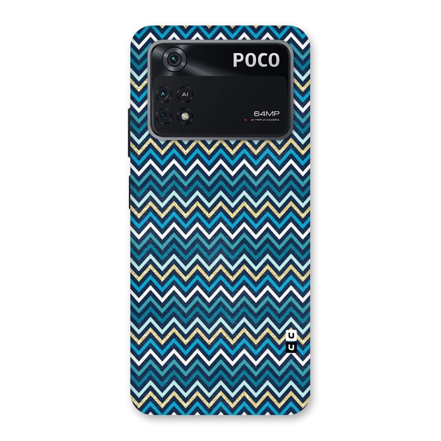 Blue Shades Chevron Pattern Back Case for Poco M4 Pro 4G