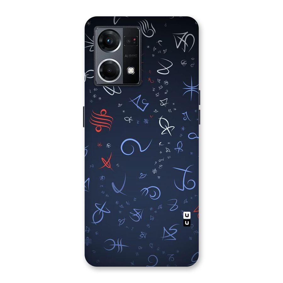 Blue Symbols Glass Back Case for Oppo F21 Pro 5G
