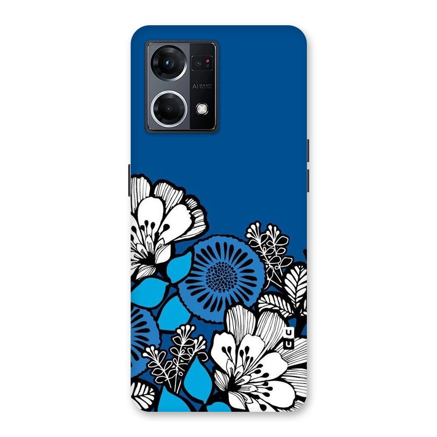 Blue White Flowers Glass Back Case for Oppo F21 Pro 5G