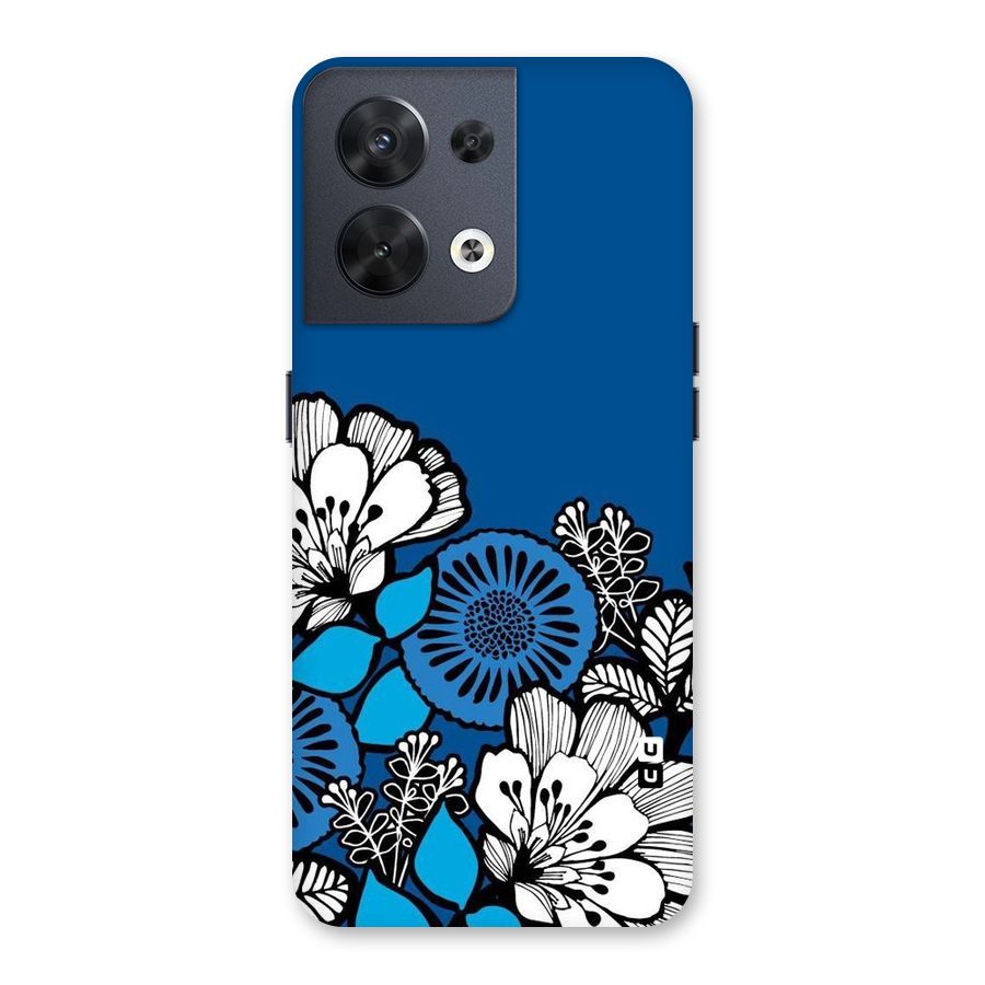 Blue White Flowers Back Case for Oppo Reno8 5G