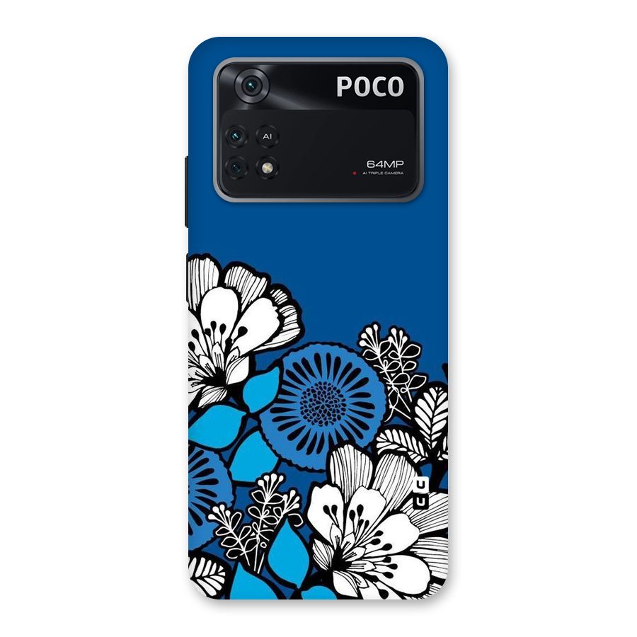 Blue White Flowers Back Case for Poco M4 Pro 4G
