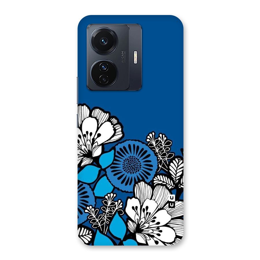 Blue White Flowers Back Case for Vivo T1 Pro