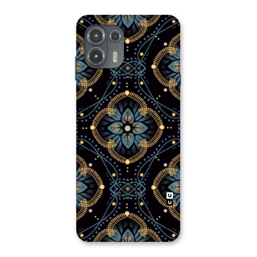 Blue With Black Flower Back Case for Motorola Edge 20 Fusion