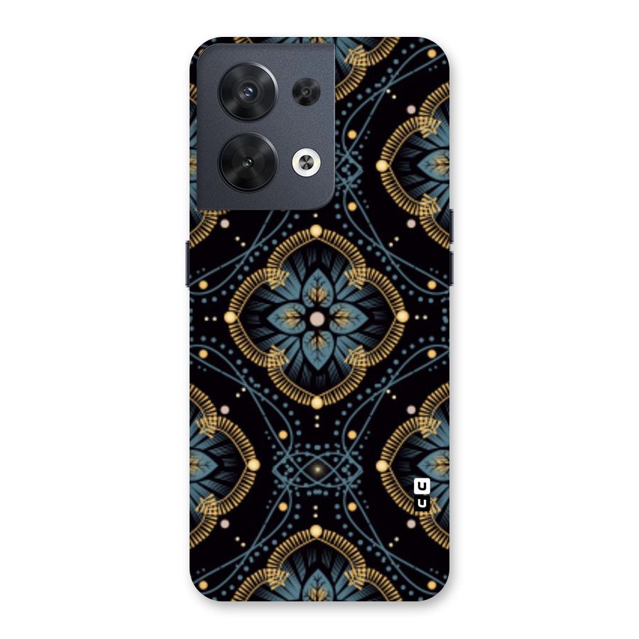 Blue With Black Flower Back Case for Oppo Reno8 5G