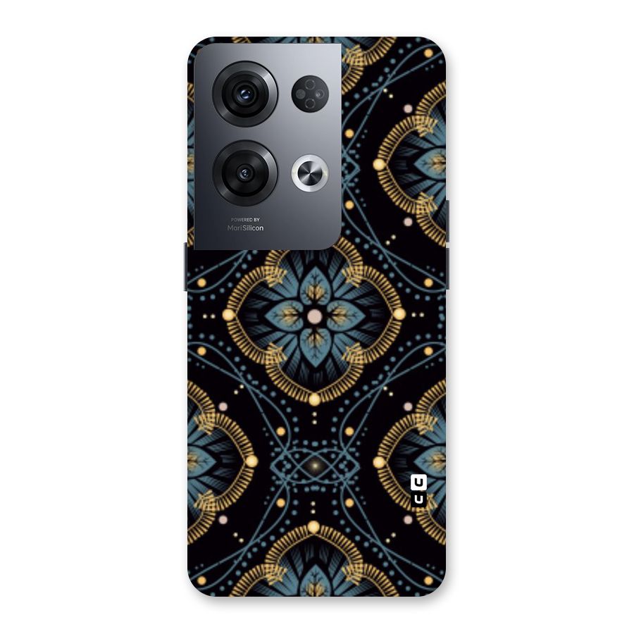 Blue With Black Flower Back Case for Oppo Reno8 Pro 5G