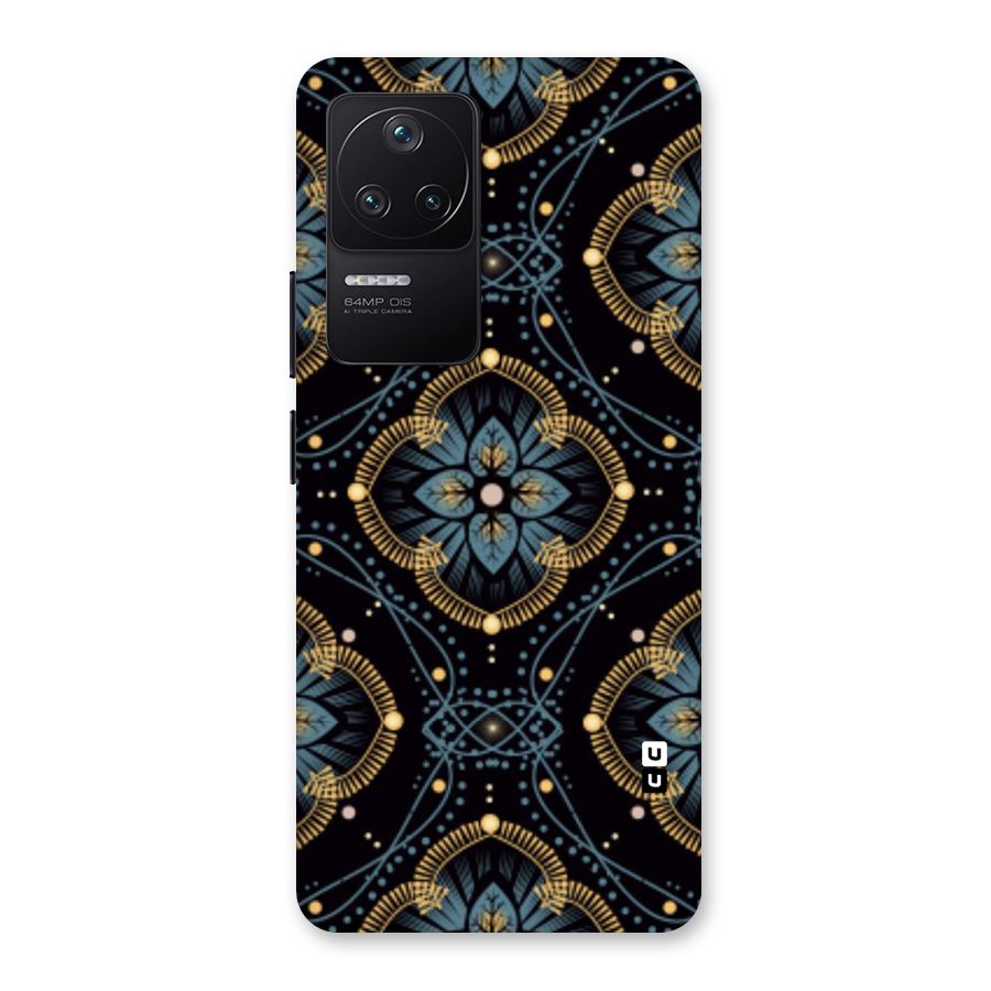 Blue With Black Flower Back Case for Poco F4 5G