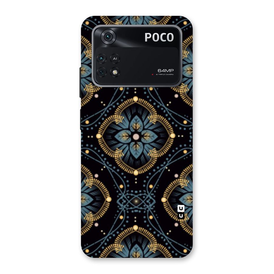 Blue With Black Flower Back Case for Poco M4 Pro 4G