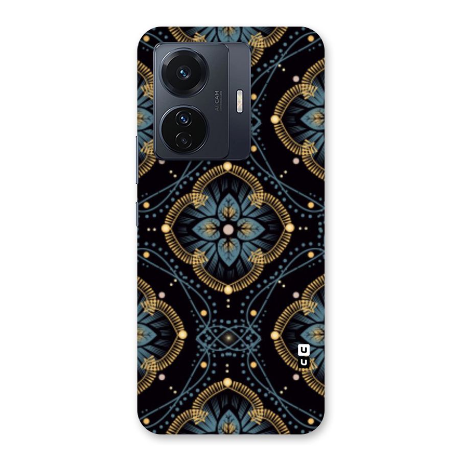 Blue With Black Flower Back Case for Vivo T1 Pro