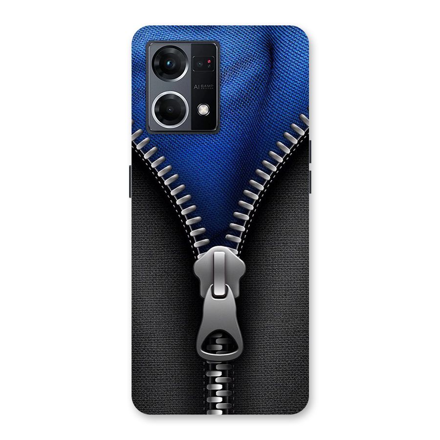 Blue Zipper Glass Back Case for Oppo F21 Pro 5G