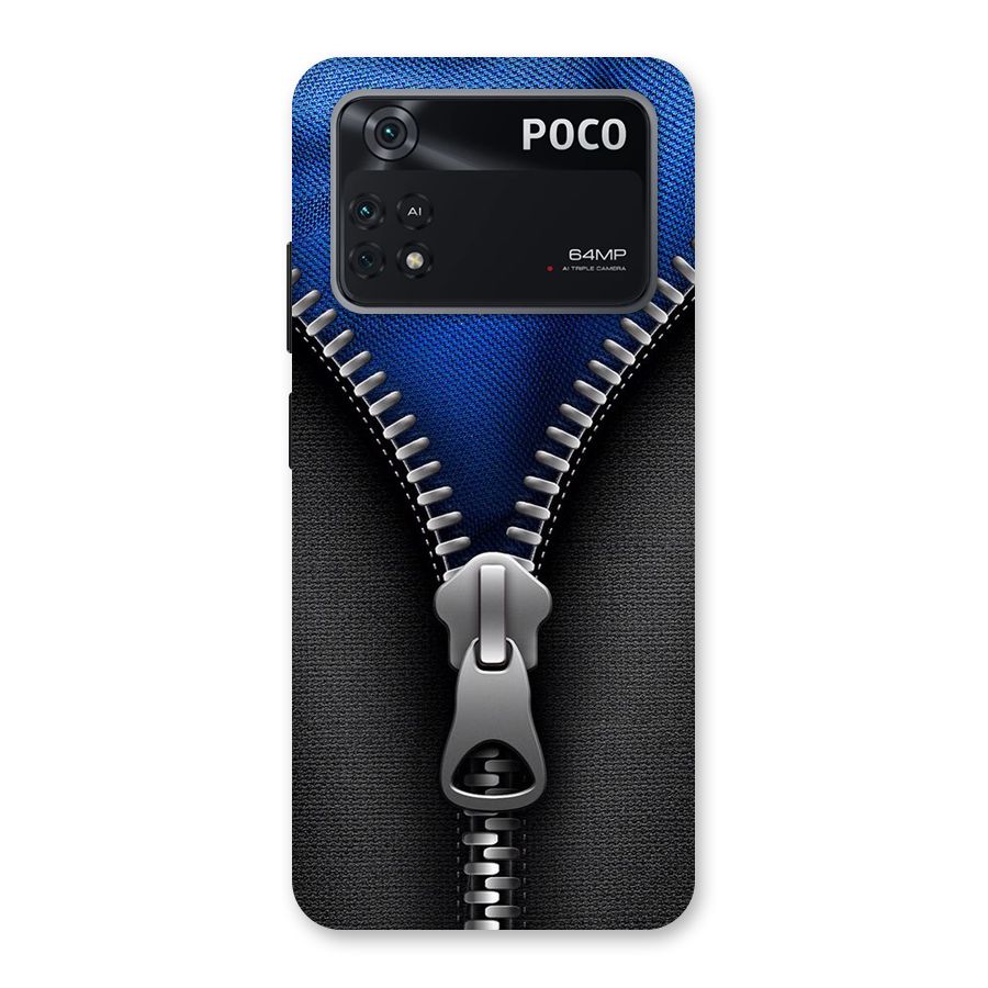Blue Zipper Back Case for Poco M4 Pro 4G