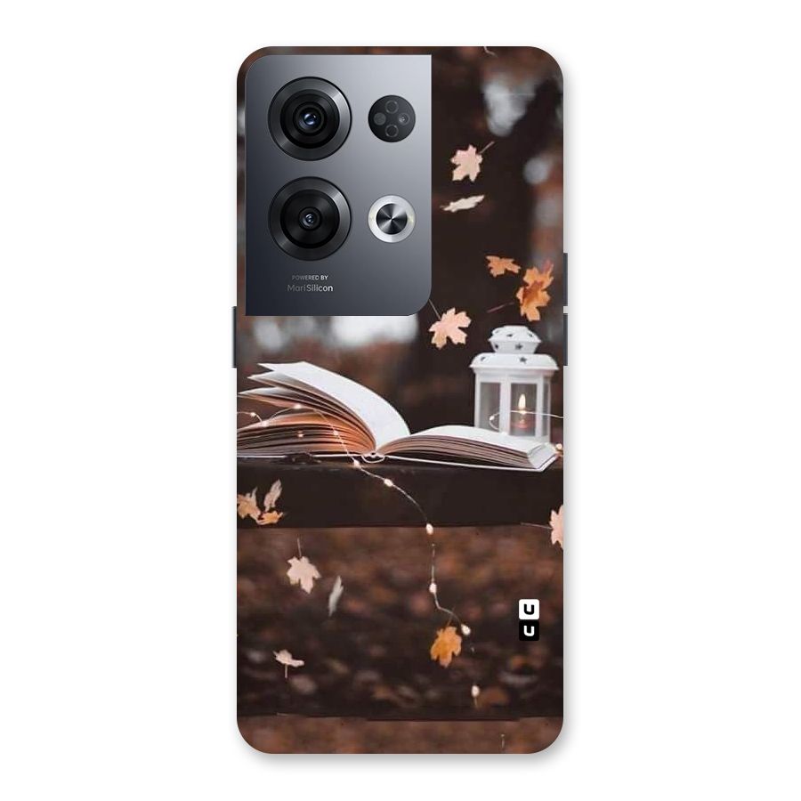 Book and Fall Leaves Back Case for Oppo Reno8 Pro 5G