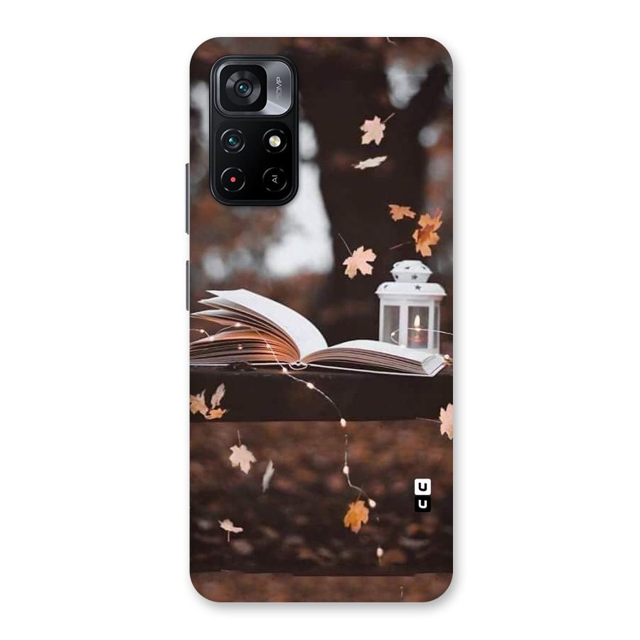 Book and Fall Leaves Back Case for Poco M4 Pro 5G