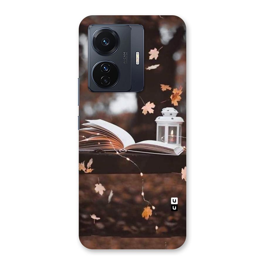 Book and Fall Leaves Back Case for Vivo T1 Pro