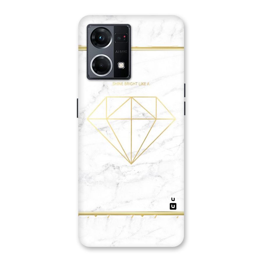 Bright Gold Diamond Glass Back Case for Oppo F21 Pro 5G