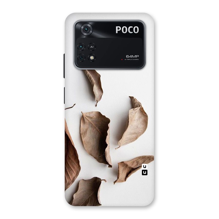Brown Dusty Leaves Back Case for Poco M4 Pro 4G