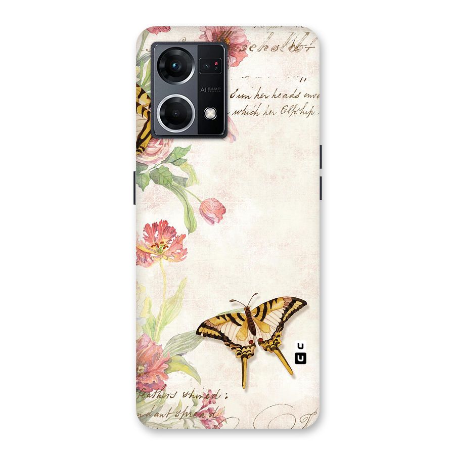 Butterfly Floral Glass Back Case for Oppo F21 Pro 5G