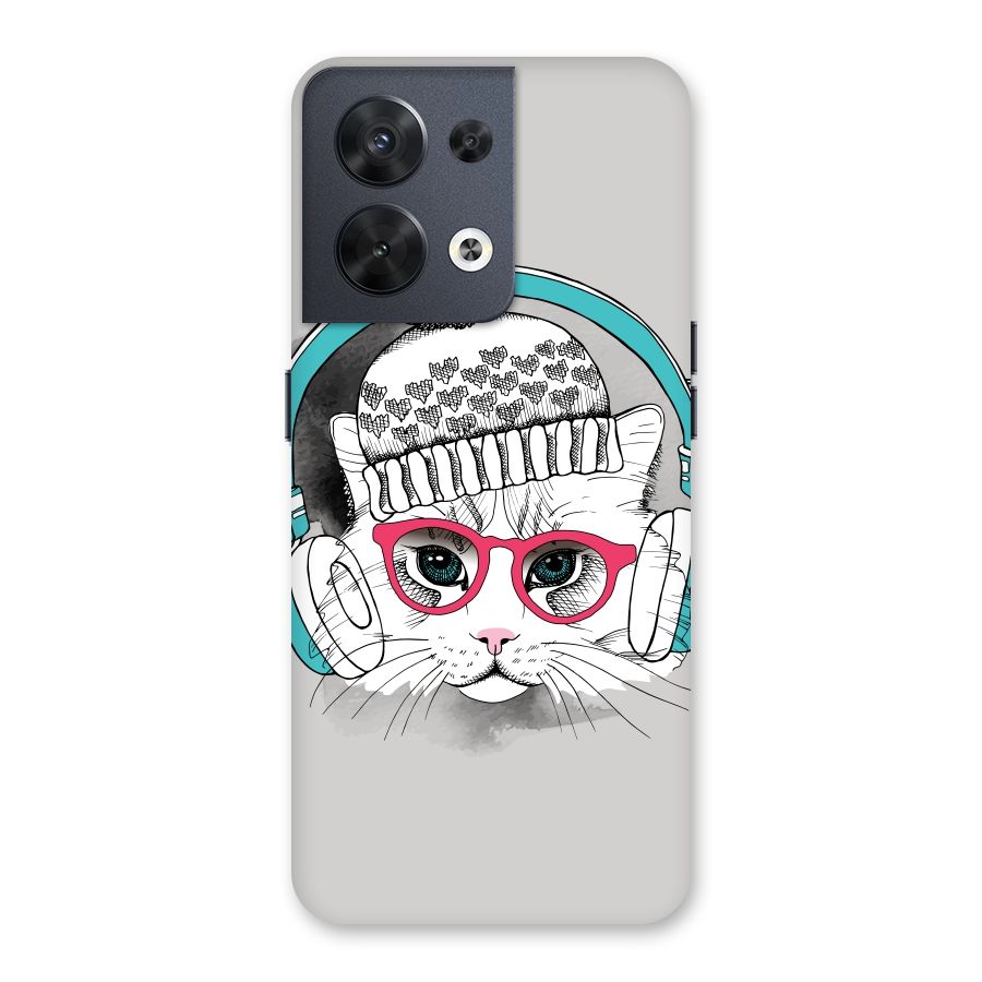 Cat Headphones Back Case for Oppo Reno8 5G