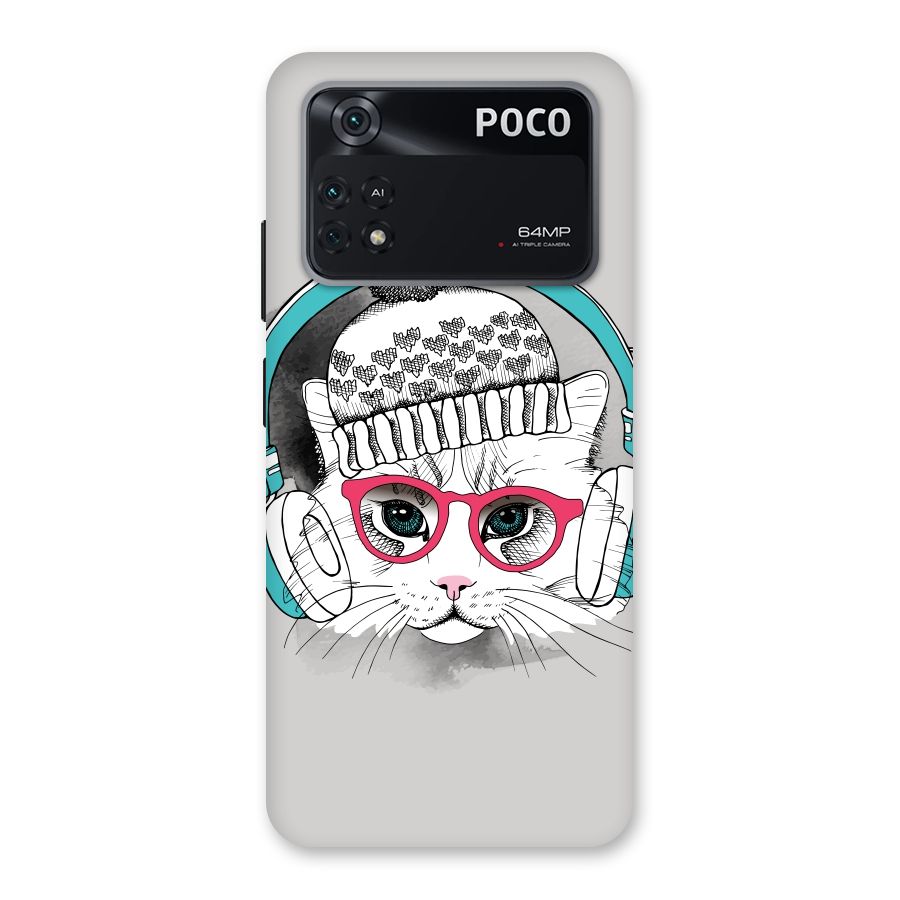 Cat Headphones Back Case for Poco M4 Pro 4G