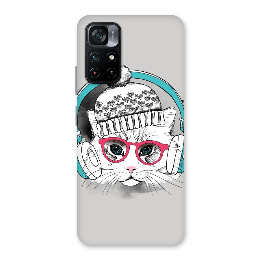 Cat Headphones Back Case for Poco M4 Pro 5G