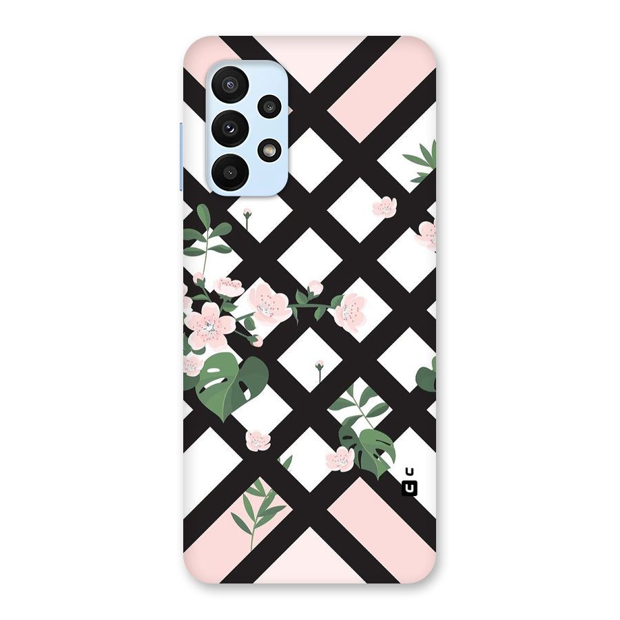 Check Floral Stripes Back Case for Galaxy A23