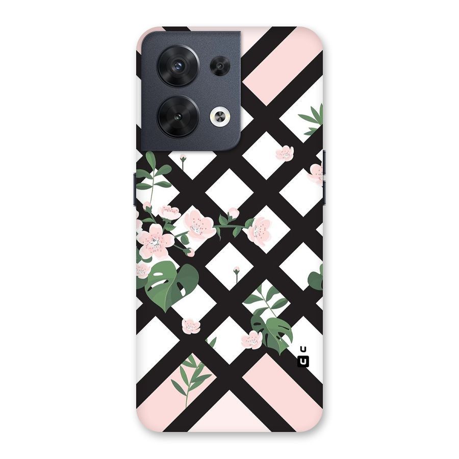 Check Floral Stripes Back Case for Oppo Reno8 5G