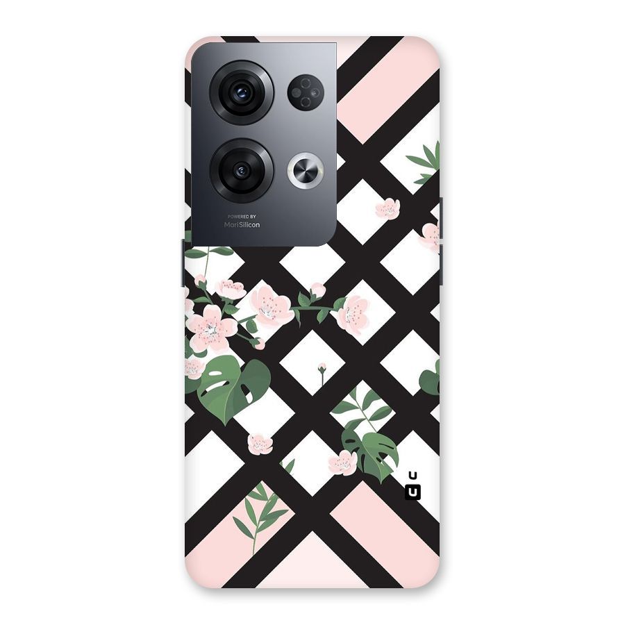 Check Floral Stripes Back Case for Oppo Reno8 Pro 5G