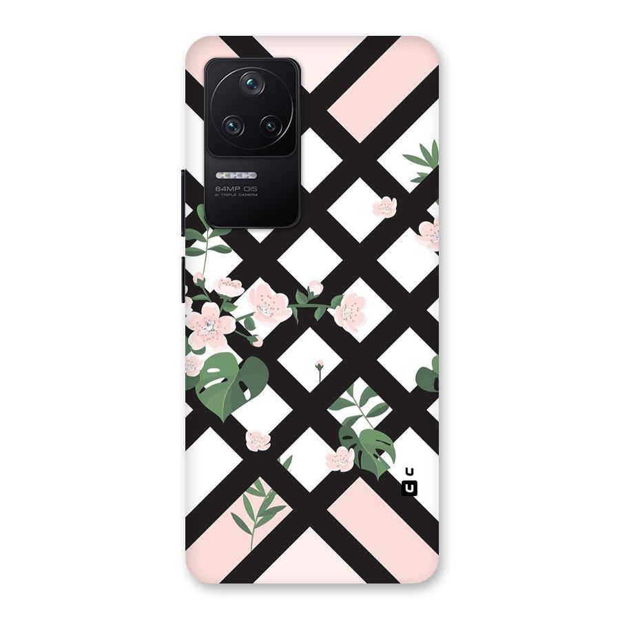 Check Floral Stripes Back Case for Poco F4 5G