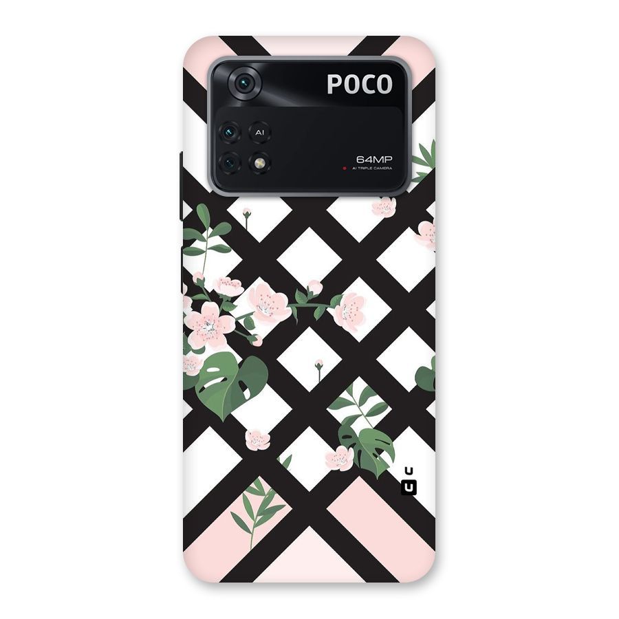 Check Floral Stripes Back Case for Poco M4 Pro 4G