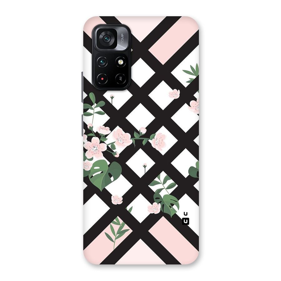 Check Floral Stripes Back Case for Poco M4 Pro 5G