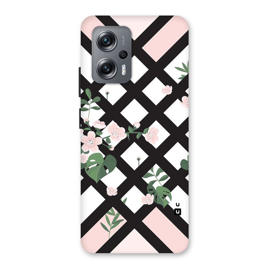 Check Floral Stripes Back Case for Redmi K50i