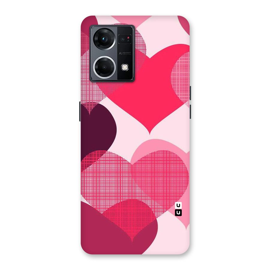 Check Pink Hearts Glass Back Case for Oppo F21 Pro 5G