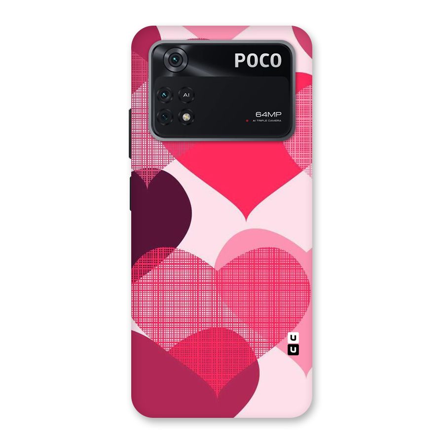 Check Pink Hearts Back Case for Poco M4 Pro 4G
