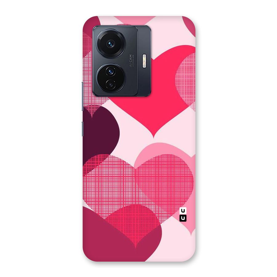 Check Pink Hearts Back Case for Vivo T1 Pro