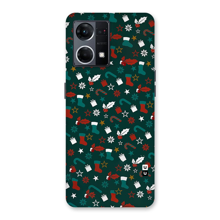 Christmas Pattern Design Glass Back Case for Oppo F21 Pro 5G
