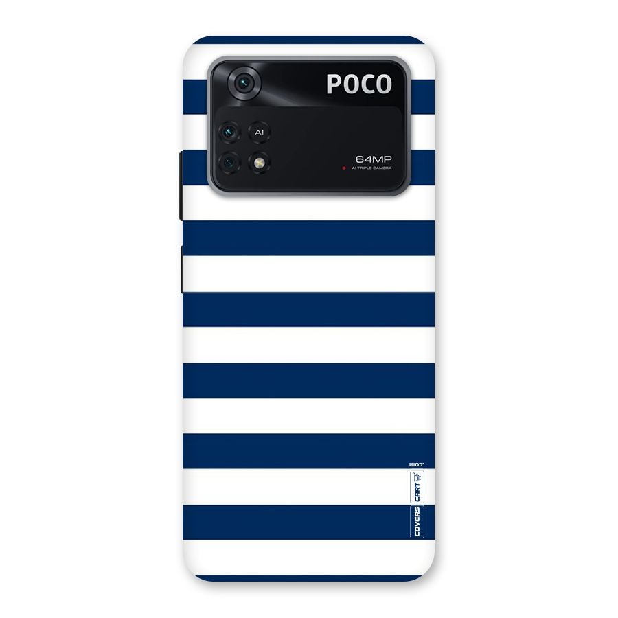 Classic Blue White Stripes Back Case for Poco M4 Pro 4G