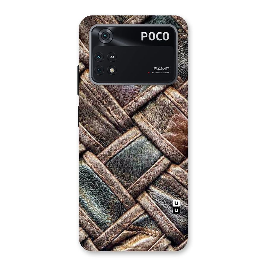 Classic Leather Belt Design Back Case for Poco M4 Pro 4G