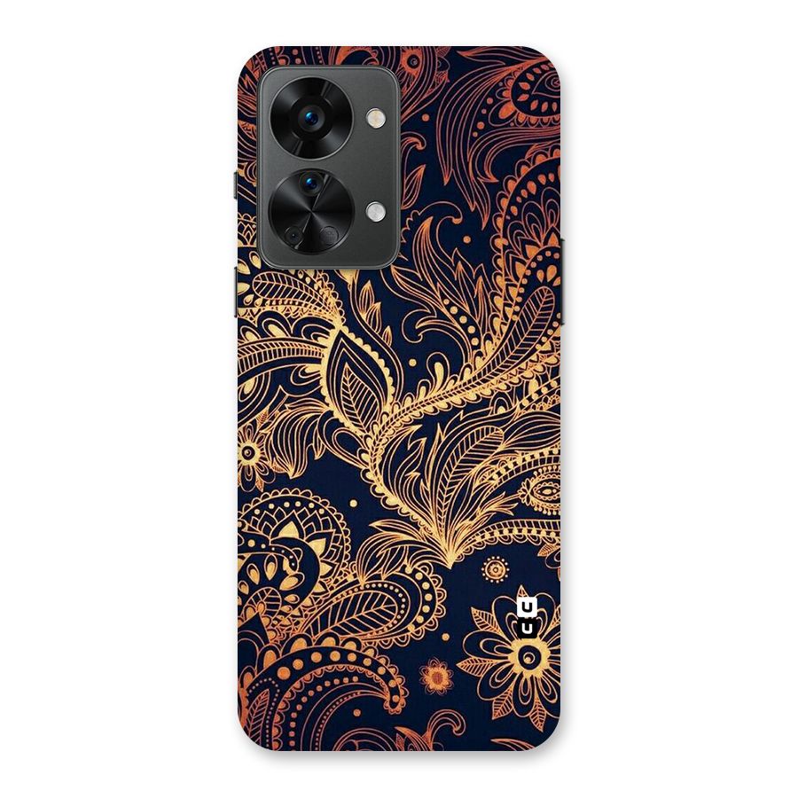 Classy Golden Leafy Design Back Case for OnePlus Nord 2T